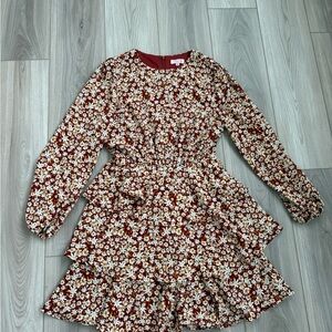 Pink Lily Floral Mini Dress - Red and White